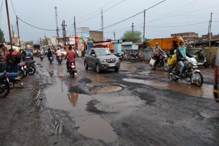 potholes in the road