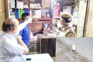 bharatpur news  firing in shop  crime in bharatpur  भरतपुर की ताजा खबरें  डीग की ताजा खबरें  किराना स्टोर पर फायरिंग  दुकान बंद करने की धमकी