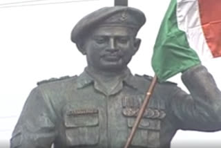 KTR inaugurates 9 feet statue of Colonel Santosh Babu at Suryapet