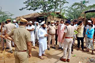 भरतपुर पुलिस  हरियाणा पुलिस के खिलाफ पंचायत  कामां न्यूज  फ्लैग मार्च  पंचायत स्थगित  Panchayat adjourned  flag march  Kaman News