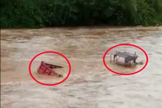 tractor loaded with sand sanked in river in giridih