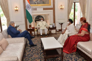 West Bengal Governor Jagdeep Dhankhar and his wife Sudesh Dhankhar meet President of India Ram Nath Kovind and First Lady Savita Kovind