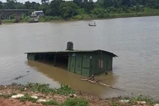 ship submerged in water in chandrapur