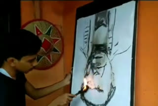 bishnu rabha potrait art with fire