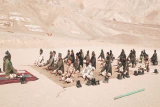 Army, ITBP jawans practice yoga on snow-clad mountains in Ladakh