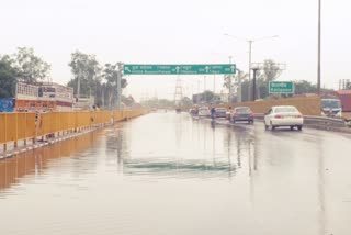 faridabad rain and water logging on national highway 19