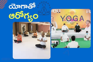 Bandi Sanjay an Vijayashanti, hyderabad bjp office, yoga asanas