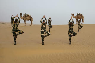 BSF Troops performing Yoga