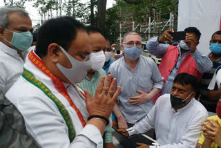 JP Nadda and Harsh Vardhan inspection of vaccination center in RML