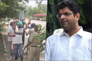 farmers protest against dushyant chautala in sirsa