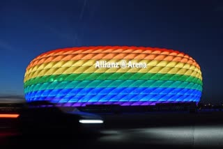 Euro 2020  UEFA  Germany  Hungary  rainbow lighting  മഴവില്‍ നിറം  യുവേഫ  യൂറോ കപ്പ്