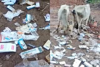 Sneha Hospital management threw waste medicine in the open