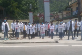 intern doctors  protested fiercely in srinagar
