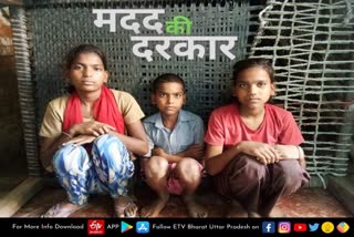 Pilibhit news  three orphans children in Pilibhit  three orphan children not getting benefit of government schemes in Pilibhit  पीलीभीत में तीन अनाथ बच्चों नहीं मिली सरकारी योजनाओं का लाभ  Three children became orphans in Bisalpur city  बीसलपुर नगर में तीन बच्चे हुए अनाथ  house of three orphans dilapidated in in durga prasad town  मोहल्ला दुर्गा प्रसाद में तीन अनाथ बच्चों का घर जर्जर  three orphan children not getting food in durga prasad town  मोहल्ला दुर्गा प्रसाद में तीन अनाथ बच्चों को नहीं मिल रहा भोजन  पीलीभीत समाचार