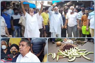 Vegetable sellers protested for not opening vegetable market sabji mandi ghanta ghar delhi