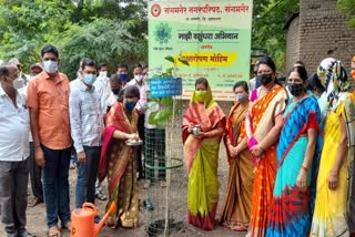 Tree planting Mayor Durgatai Tambe