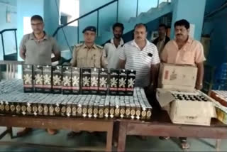 Large quantities of alcohol confiscated from a luxury car in Kaimur