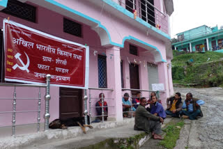 local people sitting on dharna