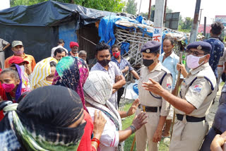 Railway officials arrived to remove the encroachment