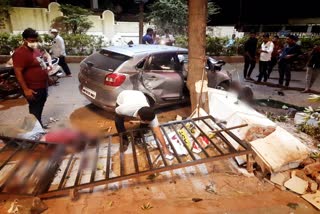 Two-wheeler hit by a speeding car in solapur