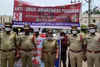 anti drug awarness rally in mailavaram krishna district