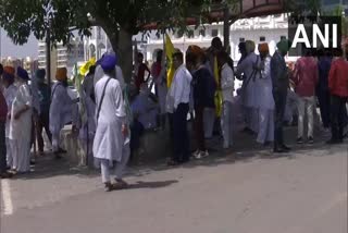 Haryana: Farmers gather near Gurudwara Nada Sahib to protest
