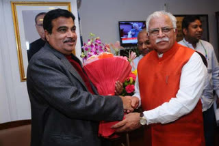 Union Minister Nitin Gadkari , Haryana Chief Minister Manohar Lal Khattar