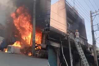 fire broke out in two shops at khandsa road gurugram