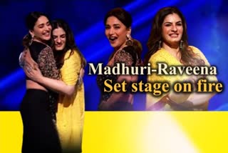Madhuri Dixit and Raveena Tandon groove to each other's iconic dance numbers
