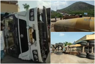 cement tanker met with accident by hitting divider
