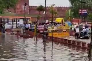 waterlogged after friday and  saturday rain in Chandni Chowk