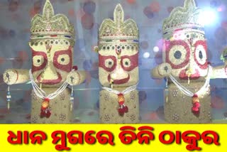 youth of nayagarh, lord jagannath balabhadra and subhadra idol, jagannath idol with paddy,   3 lakh and 3 thousand moong, abadita sahu,  ଧାନ ଓ ମୁଗରେ ଜଗନ୍ନାଥ, ଧାନରେ ଚତୁର୍ଦ୍ଧାମୂର୍ତ୍ତିଙ୍କ ପ୍ରତିକୃତି, ୩ ଲକ୍ଷ ଧାନ ଓ ୩ ହଜାର ମୁଗ, ଚତୁର୍ଦ୍ଧାମୂର୍ତ୍ତିଙ୍କ ବିରଳ କୃତି, ଅବଦିତ ସାହୁ