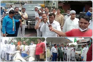 Congress workers protest on rising prices of petrol and diesel