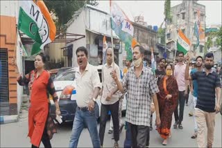 tmc protest against fuel price hike in south 24 pgs