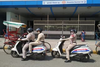 Scooty riding female policemen for safety of women and children in dwarka