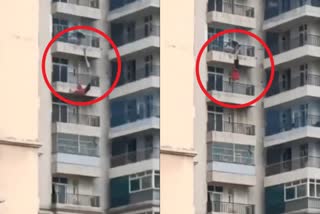 viral video woman fell down from 9th floor