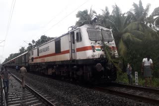 coconut tree fell on train  ട്രെയിൻ ഗതാഗം വാർത്തകള്‍  ചുഴലിക്കാറ്റ് വാർത്തകള്‍  kozhikkode news