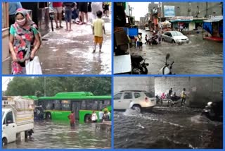 waterlogging in many areas of delhi