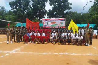 Volleyball match between jawans at BSF Training Cente