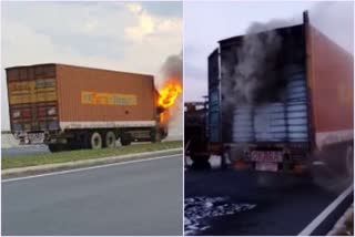 नसीराबाद हाईवे, कंटेनर में आग,  चालक-खलासी बचे , जयपुर समाचार ,Nasirabad Highway,  container fire,  driver narrow escaped, Jaipur News