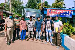 Police arrest 5 person for Truck Theft from NH6 in Panskura East Medinipur