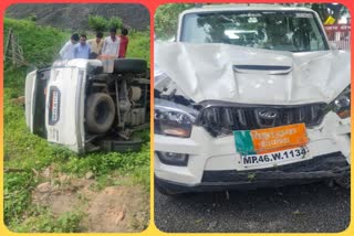 khandwa mla devendra verma car fell into a ditch