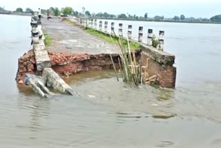 Bridge collapsed due to flood at Keoti block in Darbhanga