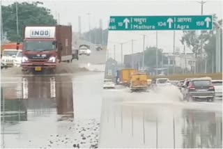Faridabad rain National Highway Waterlogging