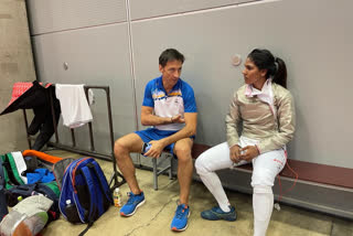 Fencer Bhavani Devi and his coach Nicola Zanotti .