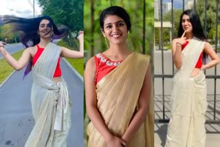 priya kerala saree russian holidays news  priya warrier russian holidays news  priya warrier kerala saree dance news  kerala saree russia news  റഷ്യ പ്രിയ വാര്യർ വാർത്ത  പ്രിയ വാര്യർ നമ്മ സ്റ്റോറീസ് വാർത്ത  പ്രിയ വാര്യർ വീഡിയോ വൈറൽ വാർത്ത  പ്രിയ വാര്യർ കേരള സാരി ഡാൻസ് വാർത്ത