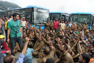 hrtc employees protest in shimla