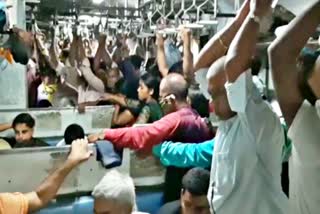 Crowd of passengers in trains of Patna Gaya rail section