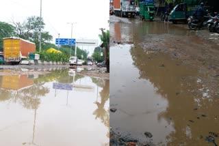 rain in delhi, problem of road, सड़कों का हाल