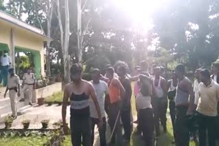 Forest workers protested